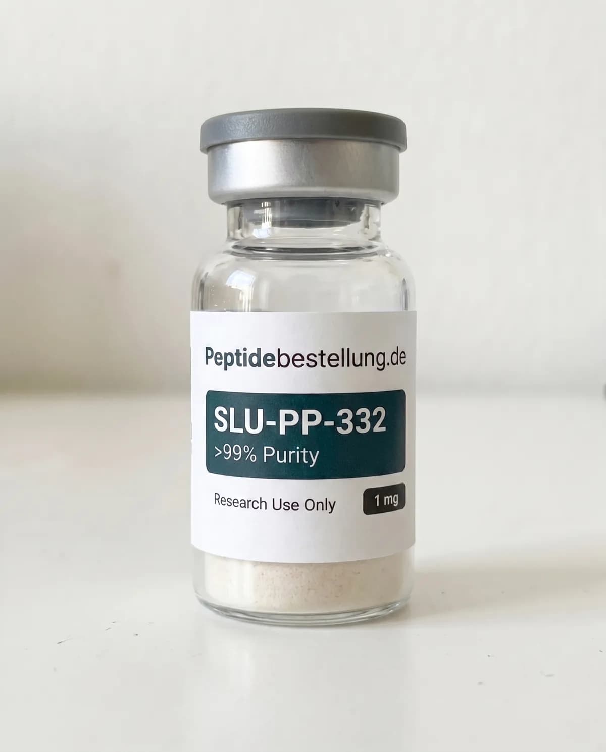 SLU-PP-332 5 mg Stoffwechsel-Laborreagenz als beschriftetes Laborvial und trockener Laborform