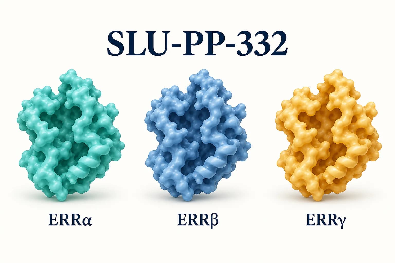 SLU-PP-332: schematische Darstellung der drei Estrogen-related Receptors ERRα, ERRβ und ERRγ