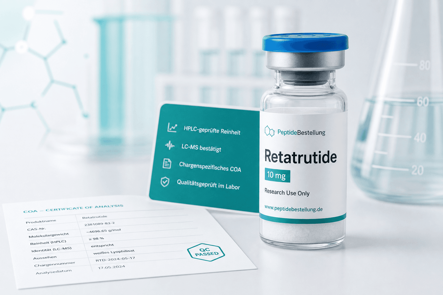 PeptideBestellung Retatrutide Research Vial mit COA