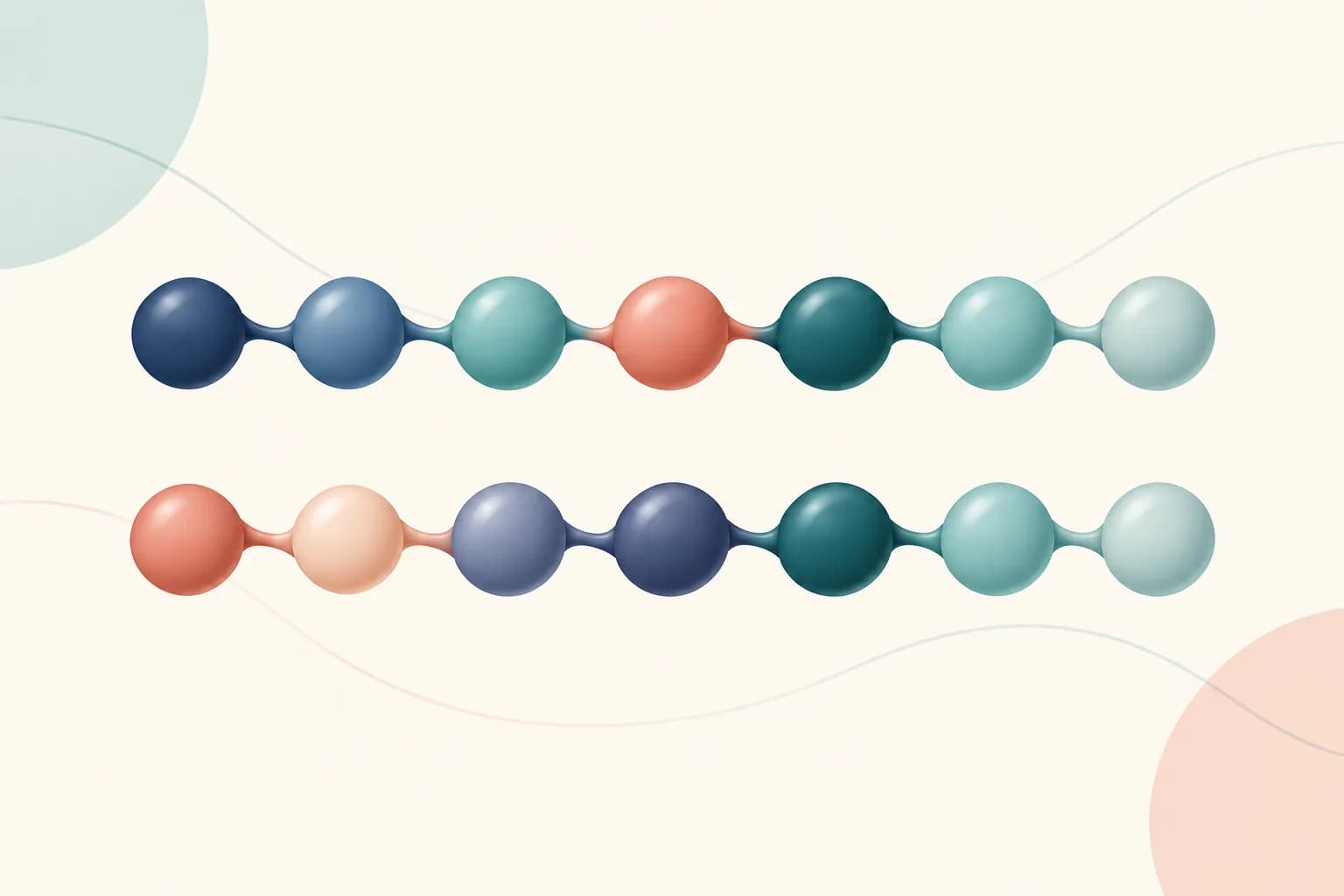 Zwei getrennte schematische Heptapeptid-Ketten zeigen Selank und Semax mit unterschiedlichen ersten vier und gleicher PGP-Endfolge